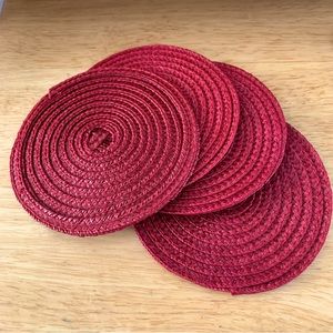 Burgundy Round Straw Coasters